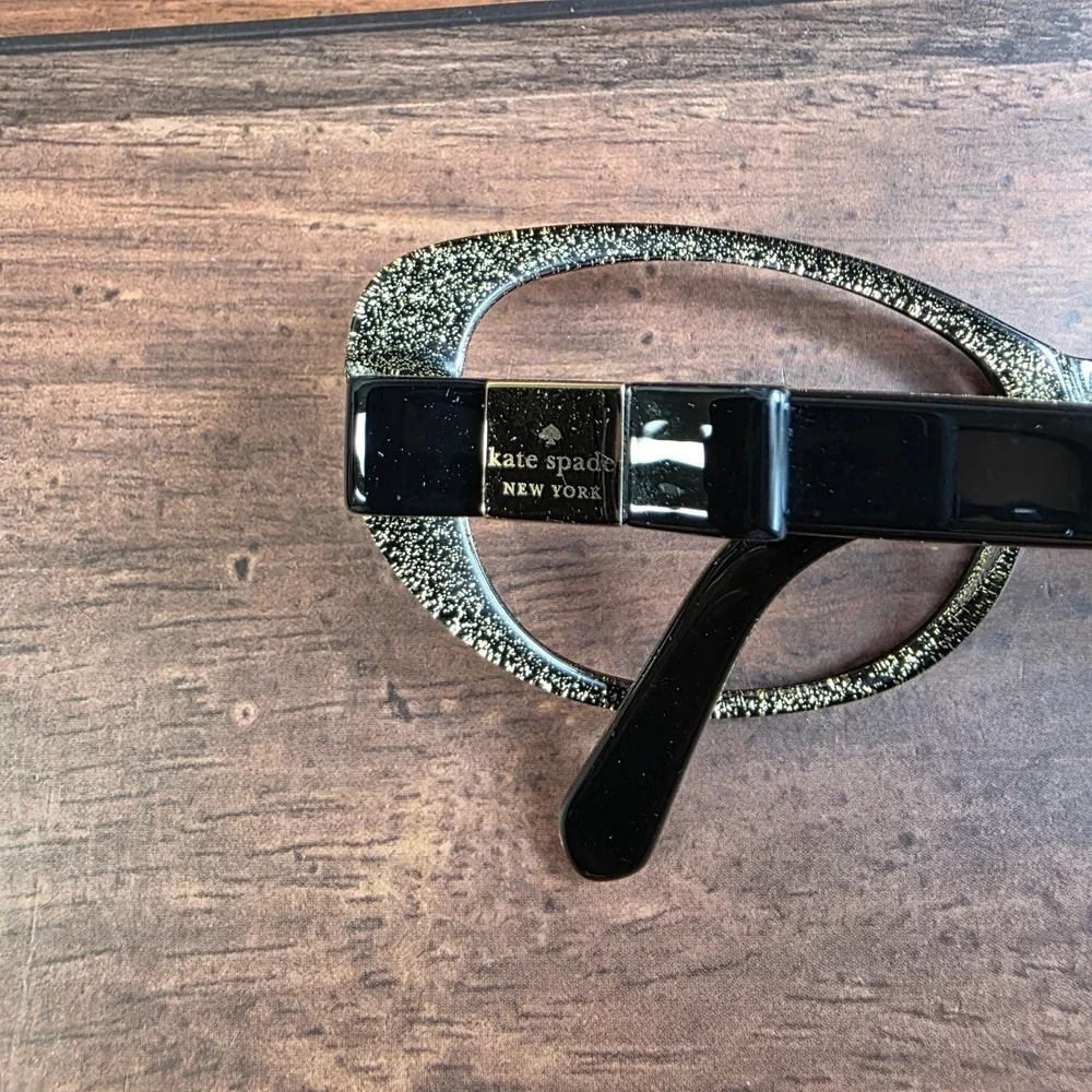 Kate Spade Women's Sunglasses Black‎ Gold Glitter 53mm Cat Eye Frame
